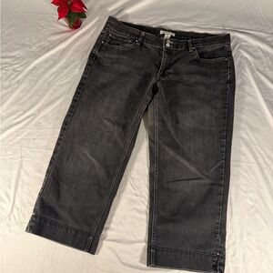 White House Black Market Womens Jeans Black Sz 14 Capri Noir Denim Cotton Blend